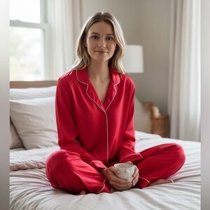 Victoria's Secret Red Satin Pajama Set